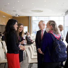 Najat Khan, Regina Barzilay, Rafael Reif, and Susan Hockfield in conversation